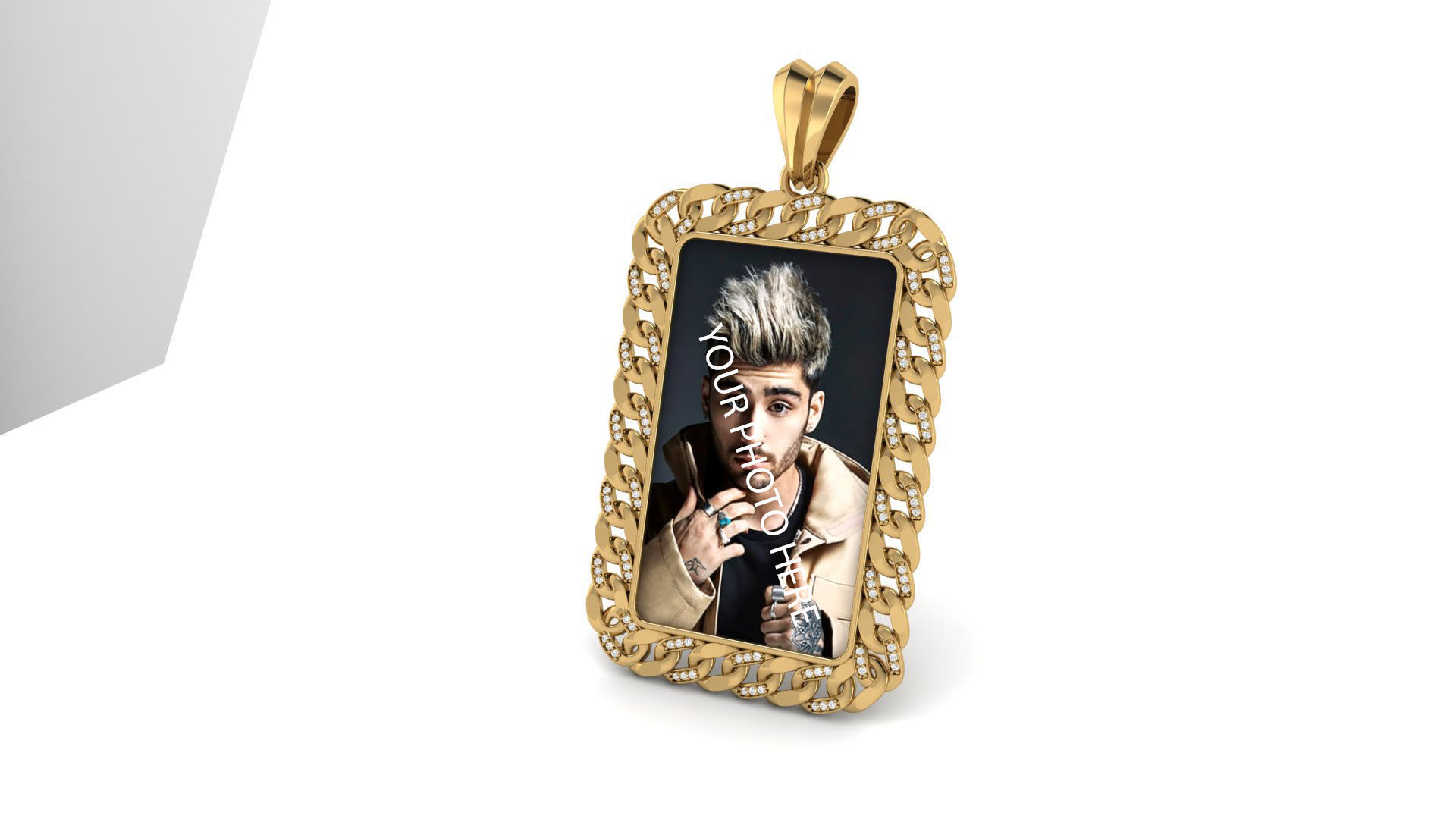 Custom Cuban Chain Photo Picture Pendant  3D print model_8