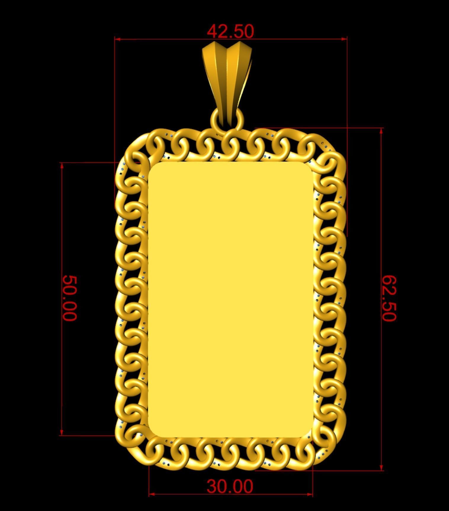 Custom Cuban Chain Photo Picture Pendant  3D print model_6