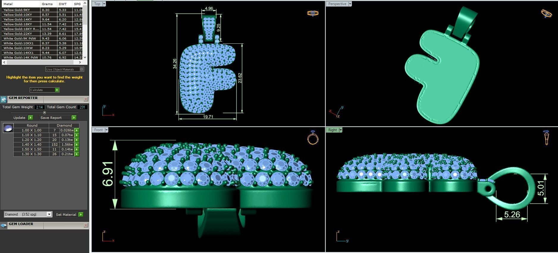 Bubble A to Z Initial Pendant 3D Model Collection_13