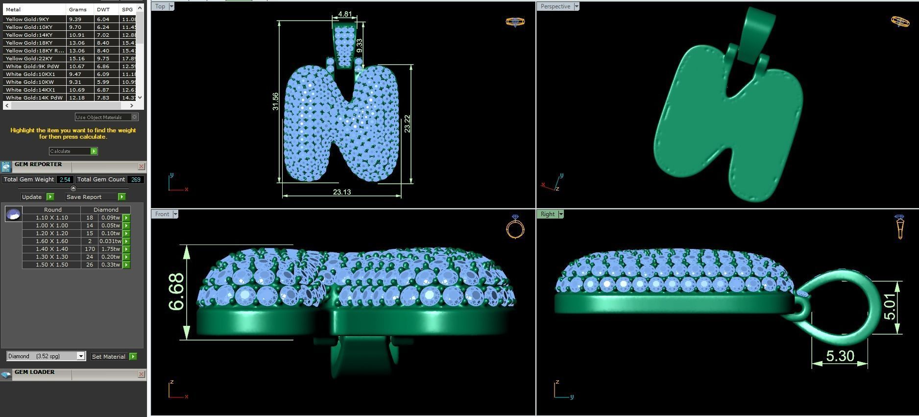 Bubble A to Z Initial Pendant 3D Model Collection_29
