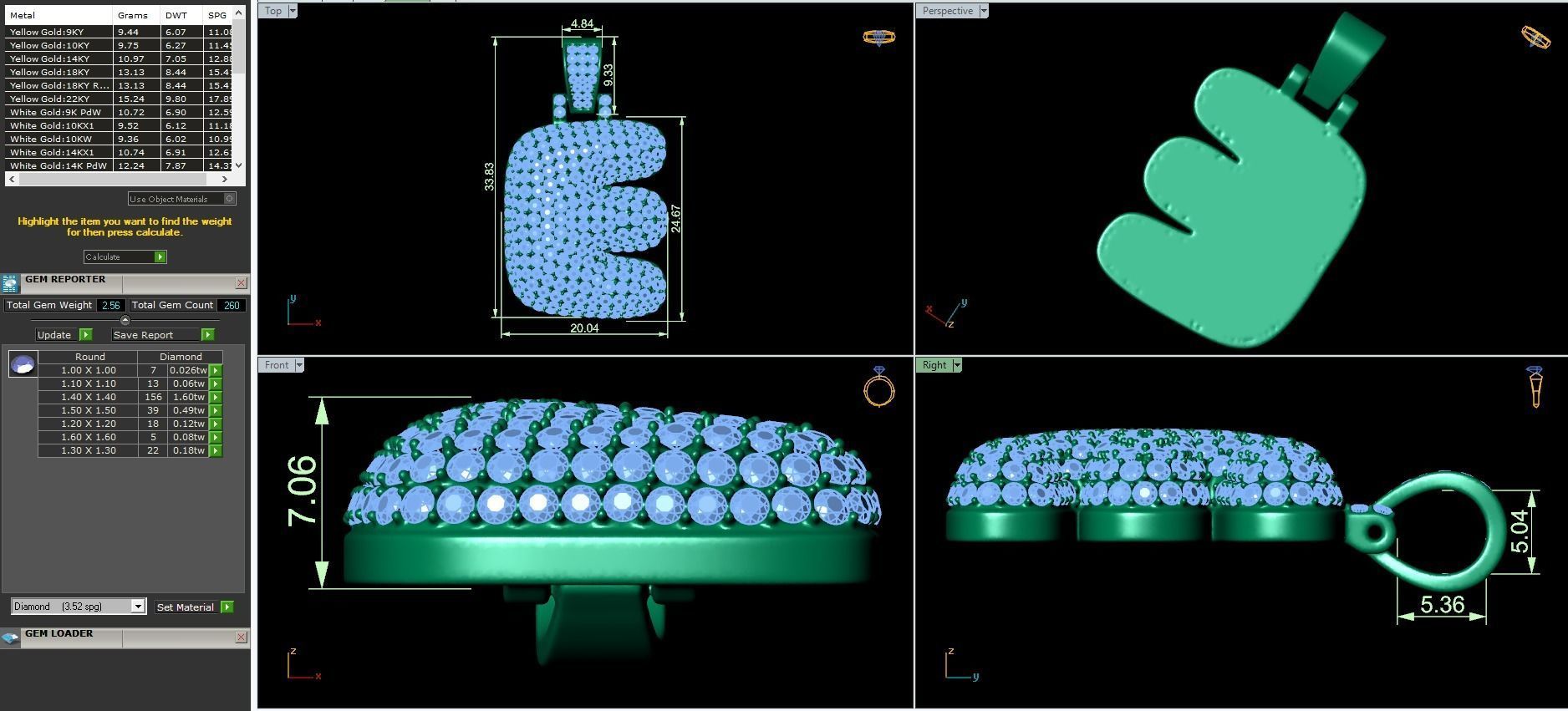 Bubble A to Z Initial Pendant 3D Model Collection_11