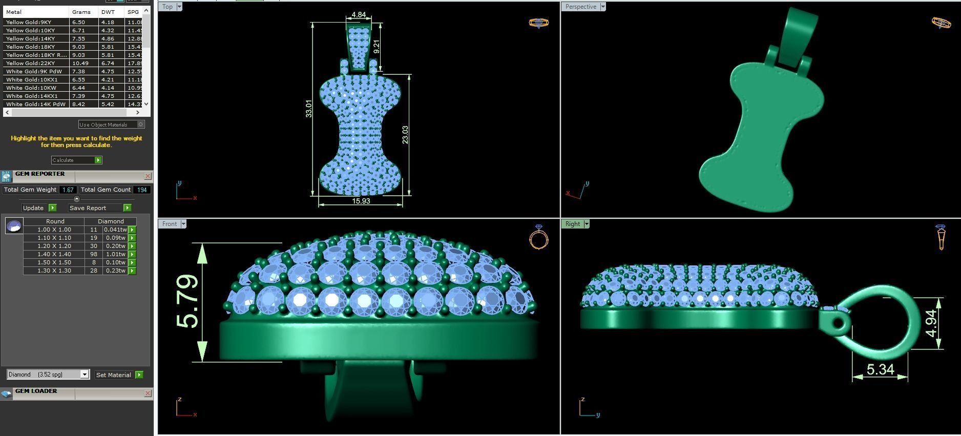 Bubble A to Z Initial Pendant 3D Model Collection_19