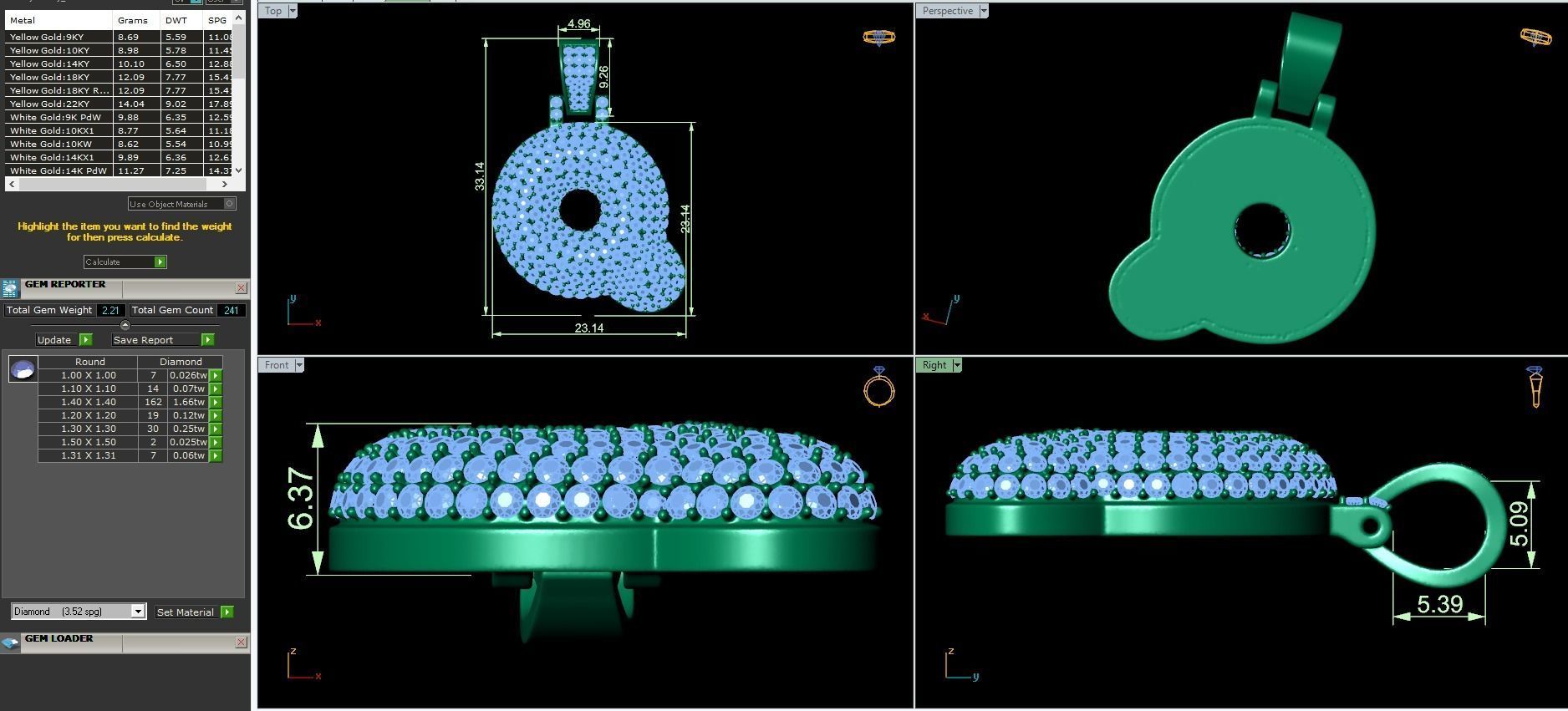 Bubble A to Z Initial Pendant 3D Model Collection_35