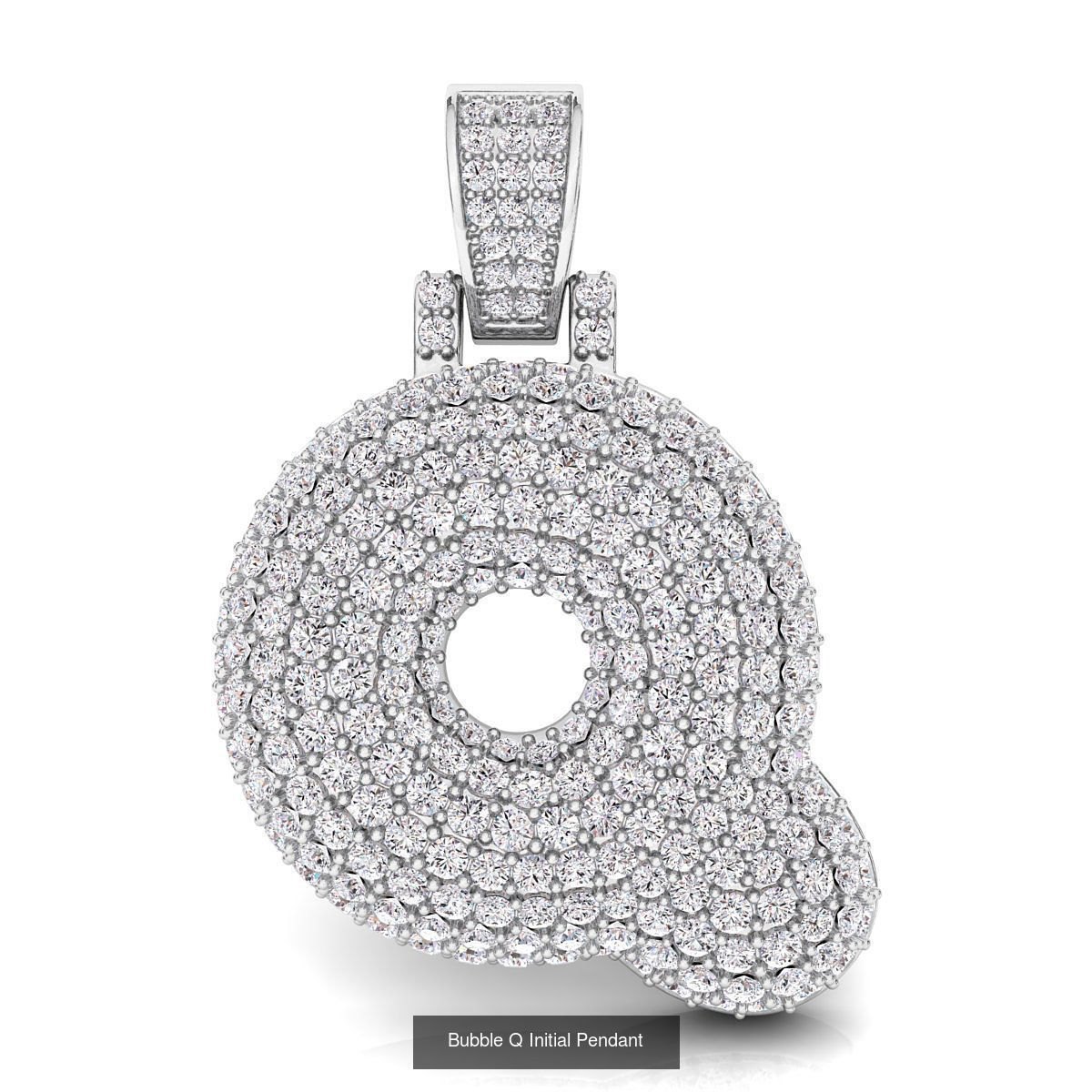 Bubble A to Z Initial Pendant 3D Model Collection_34