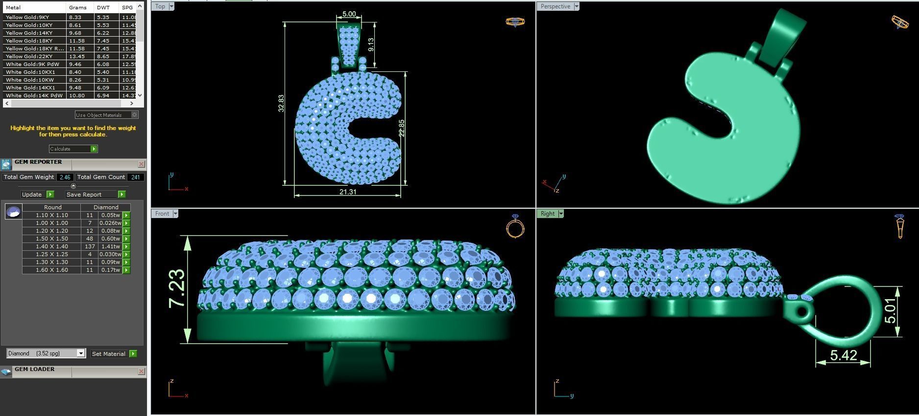 Bubble A to Z Initial Pendant 3D Model Collection_7
