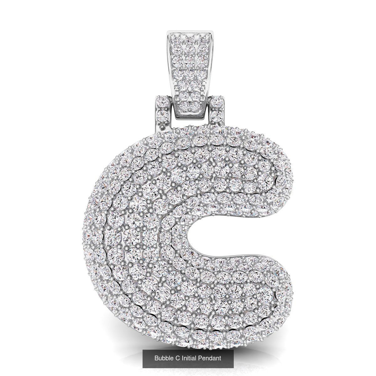 Bubble A to Z Initial Pendant 3D Model Collection_6