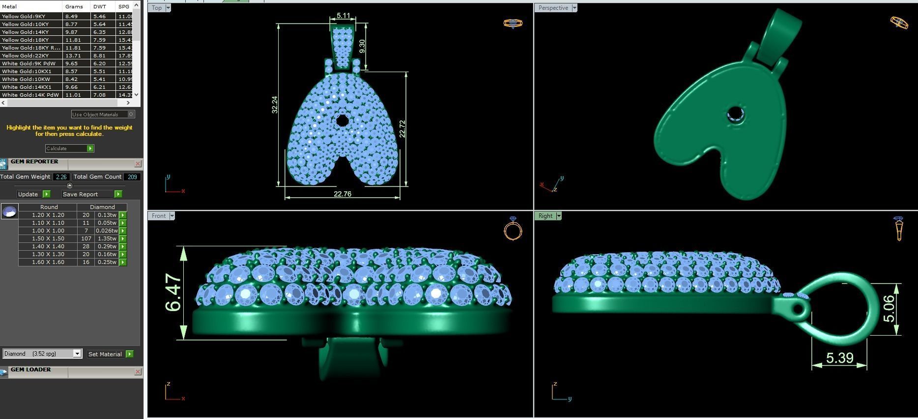 Bubble A to Z Initial Pendant 3D Model Collection_3