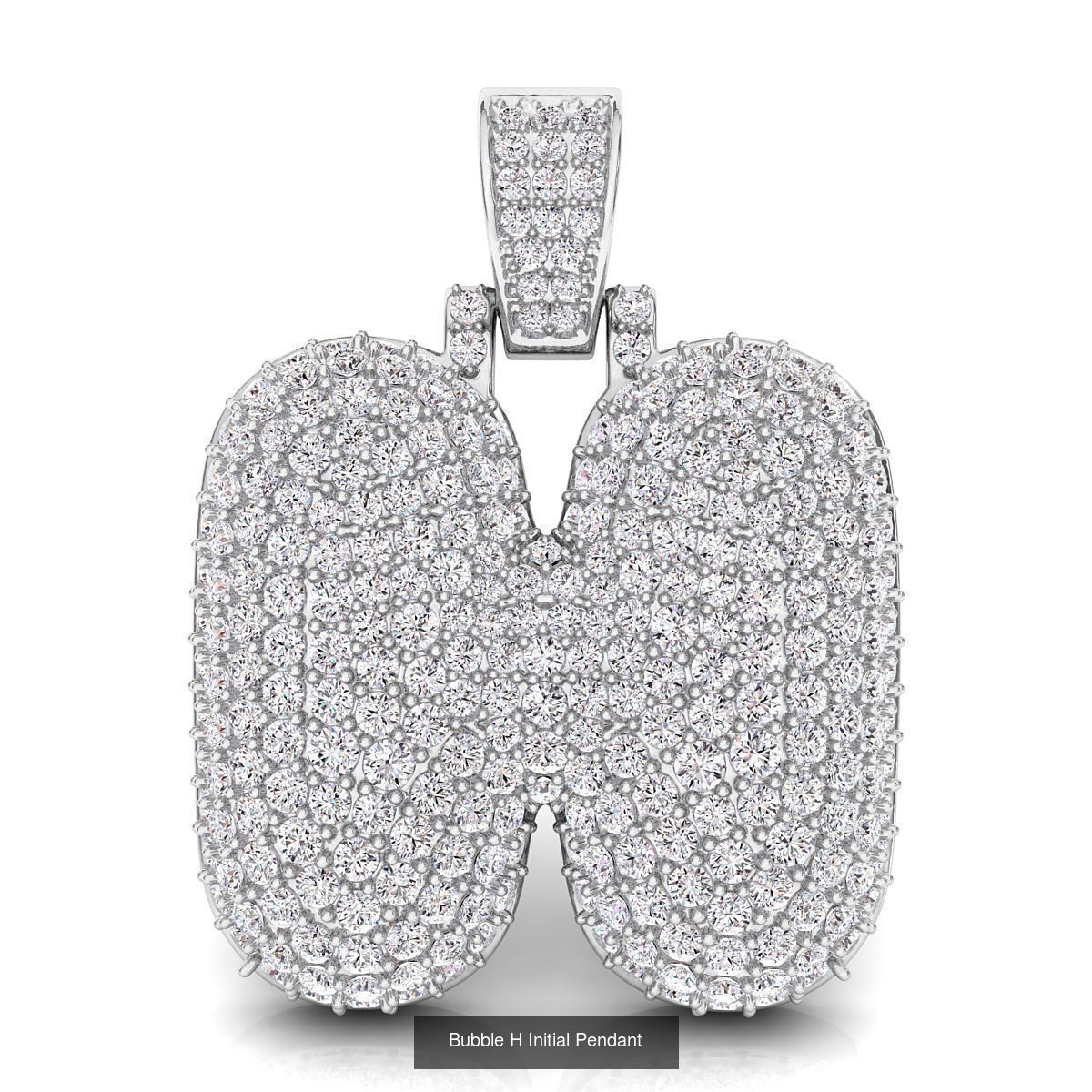 Bubble A to Z Initial Pendant 3D Model Collection_16