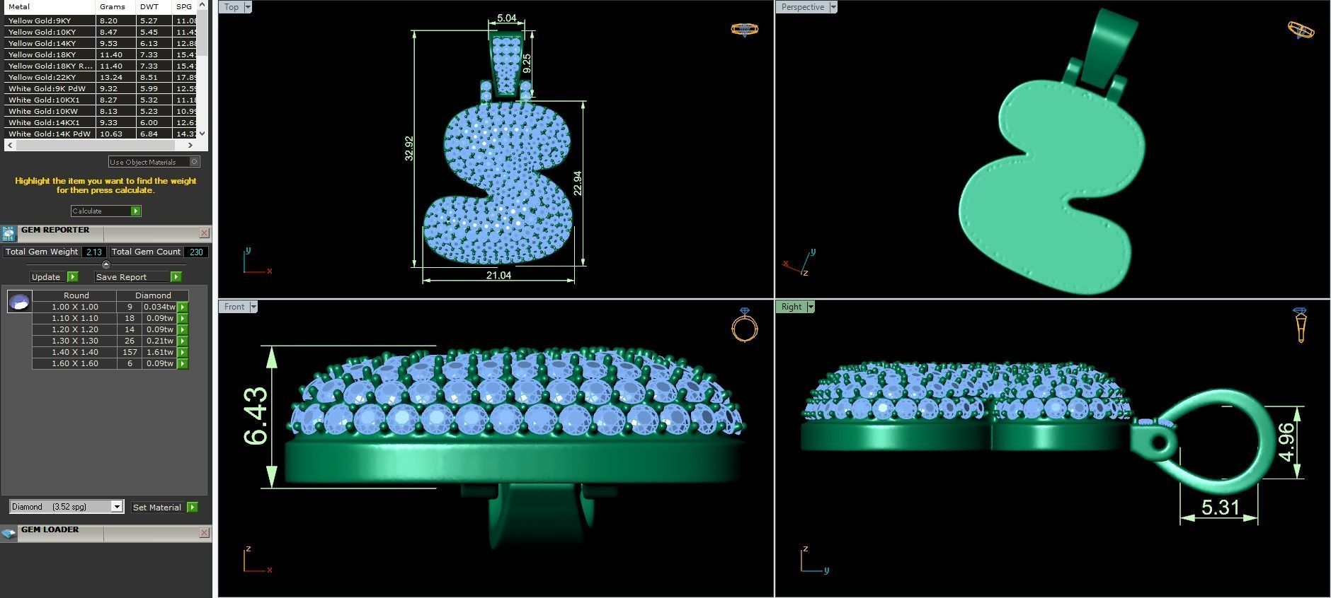 Bubble A to Z Initial Pendant 3D Model Collection_39