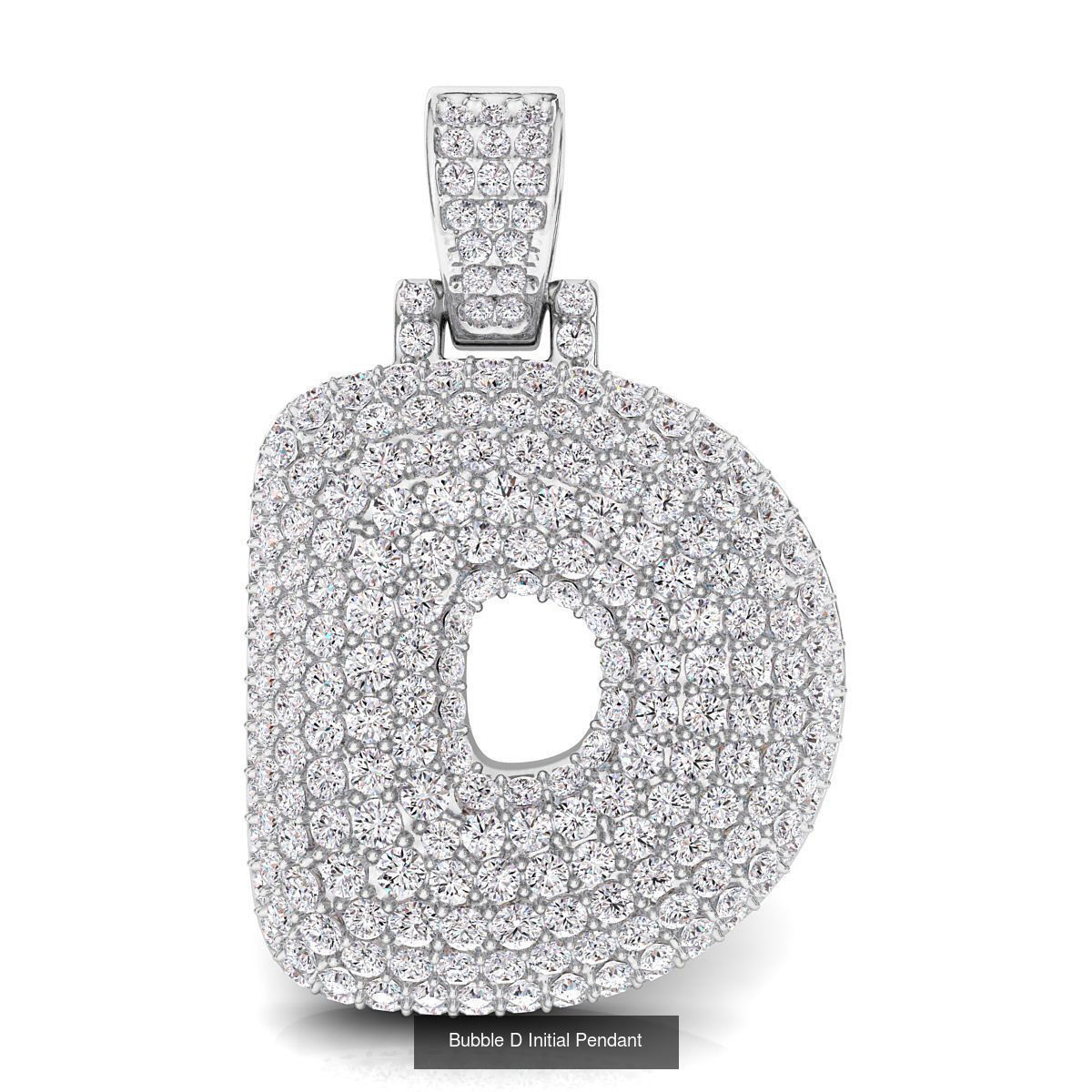 Bubble A to Z Initial Pendant 3D Model Collection_8