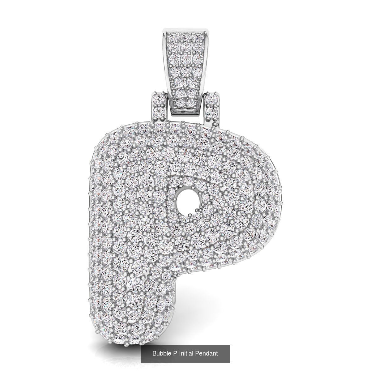 Bubble A to Z Initial Pendant 3D Model Collection_32