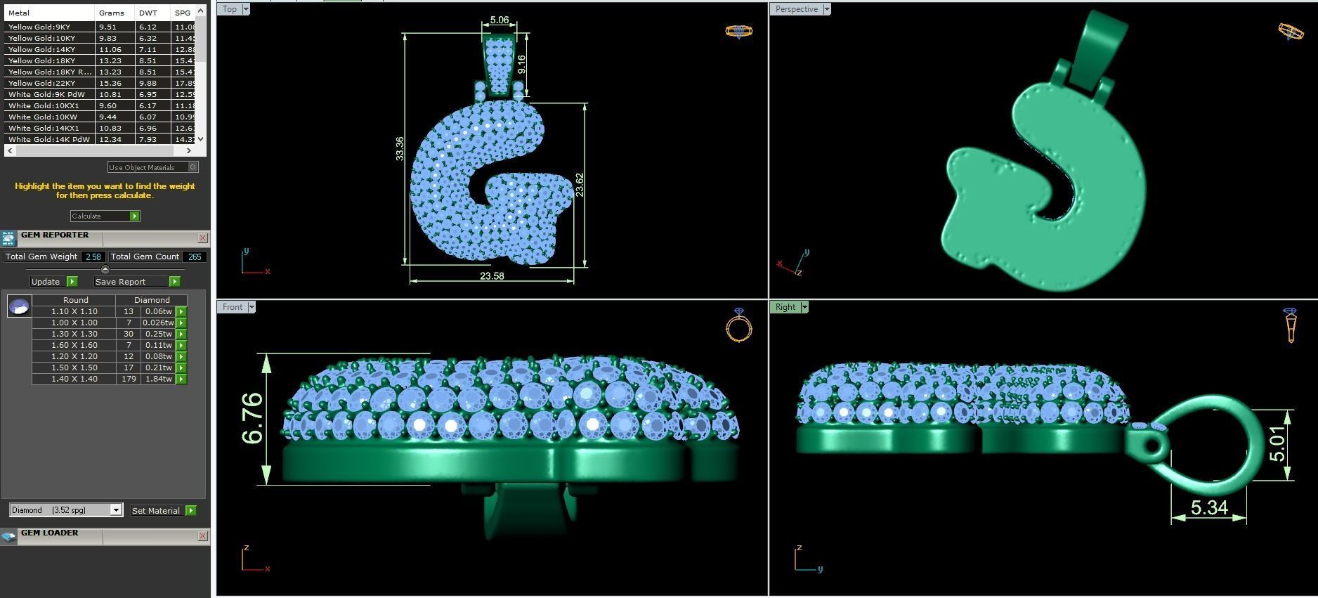 Bubble A to Z Initial Pendant 3D Model Collection_15