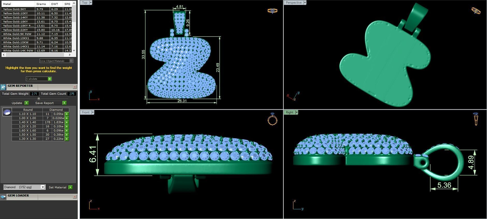 Bubble A to Z Initial Pendant 3D Model Collection_53