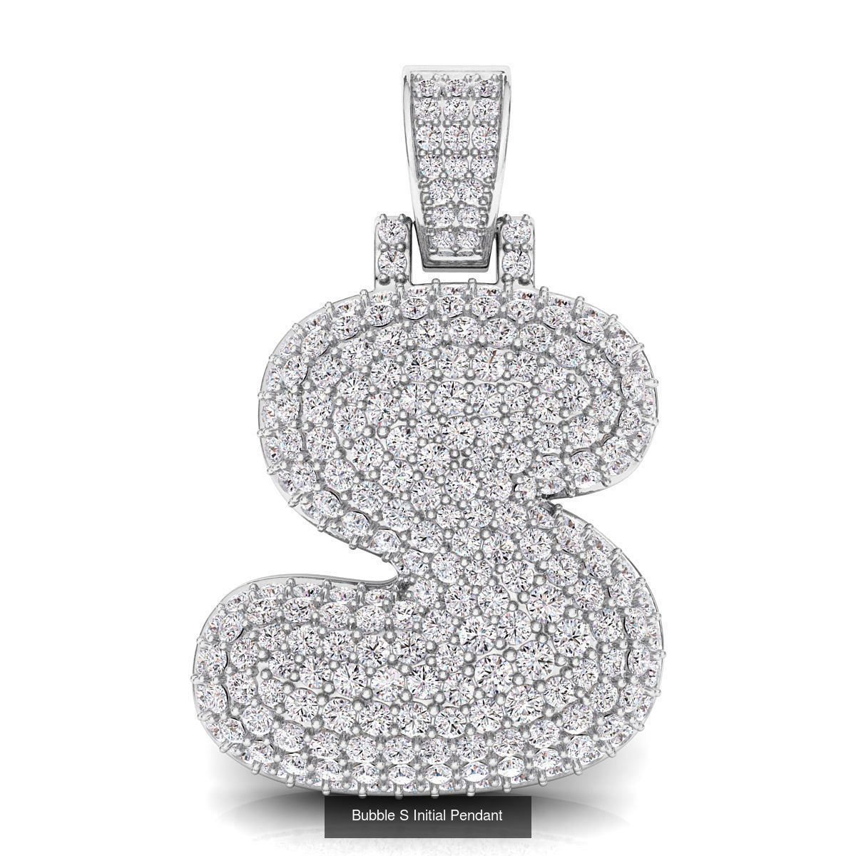 Bubble A to Z Initial Pendant 3D Model Collection_38