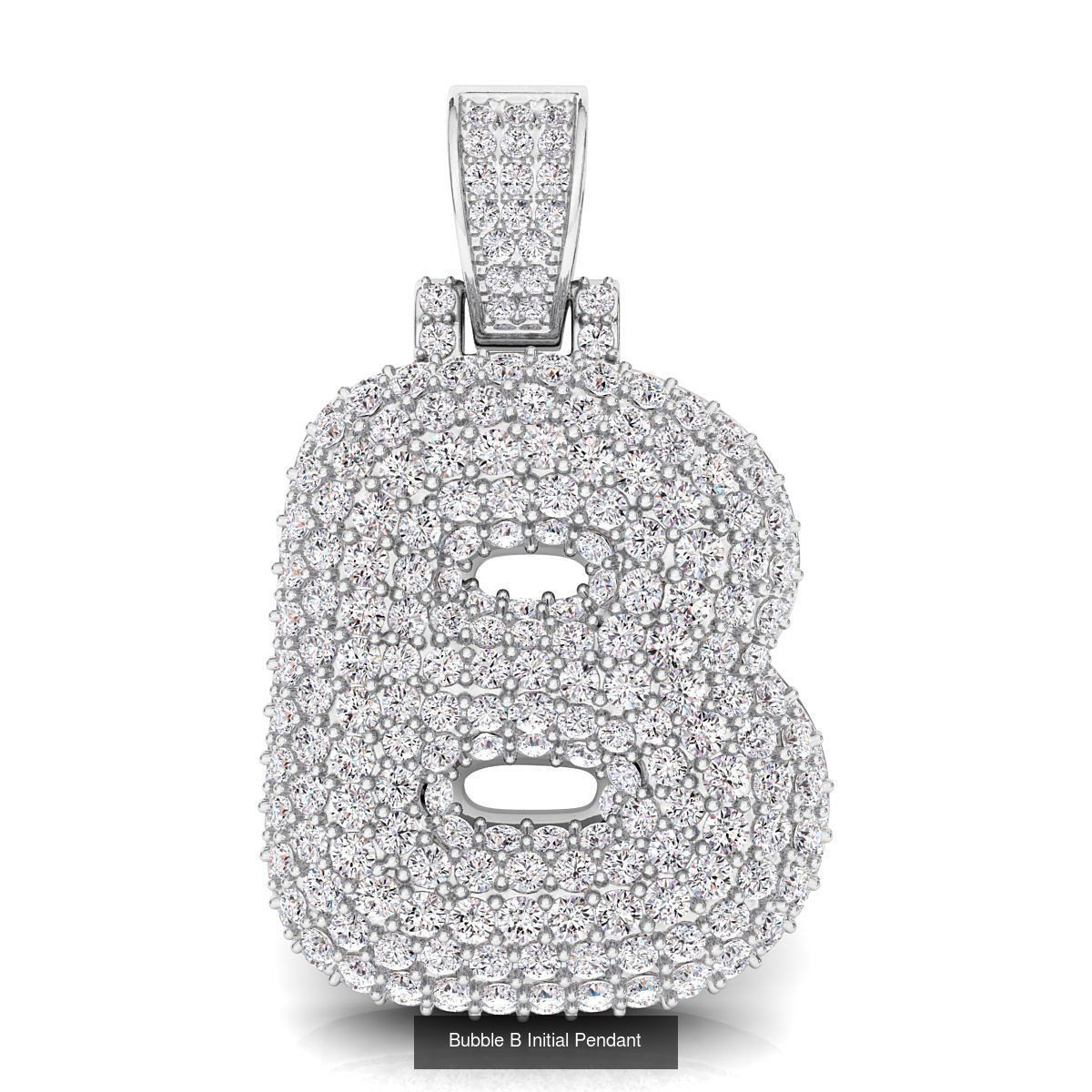 Bubble A to Z Initial Pendant 3D Model Collection_4