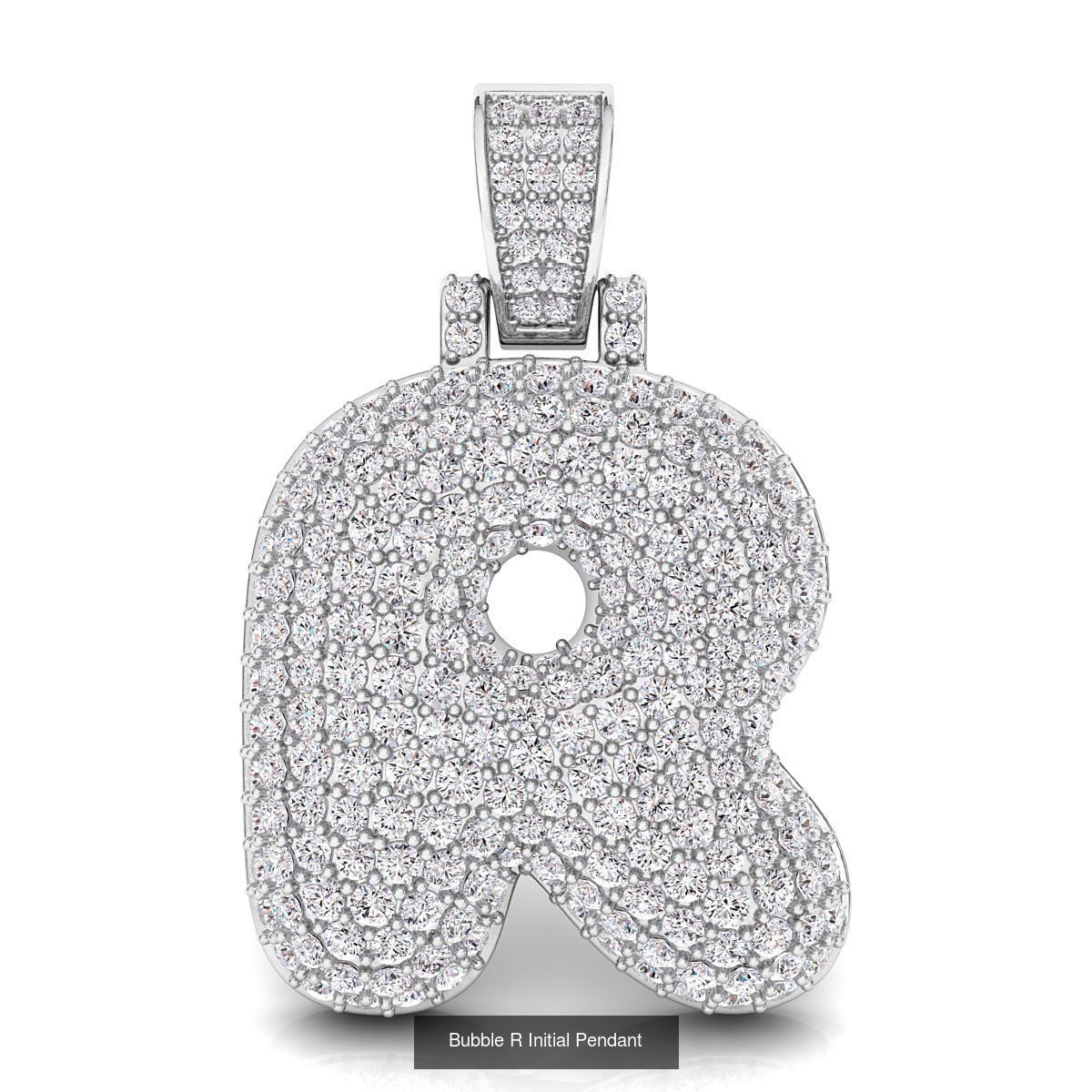 Bubble A to Z Initial Pendant 3D Model Collection_36