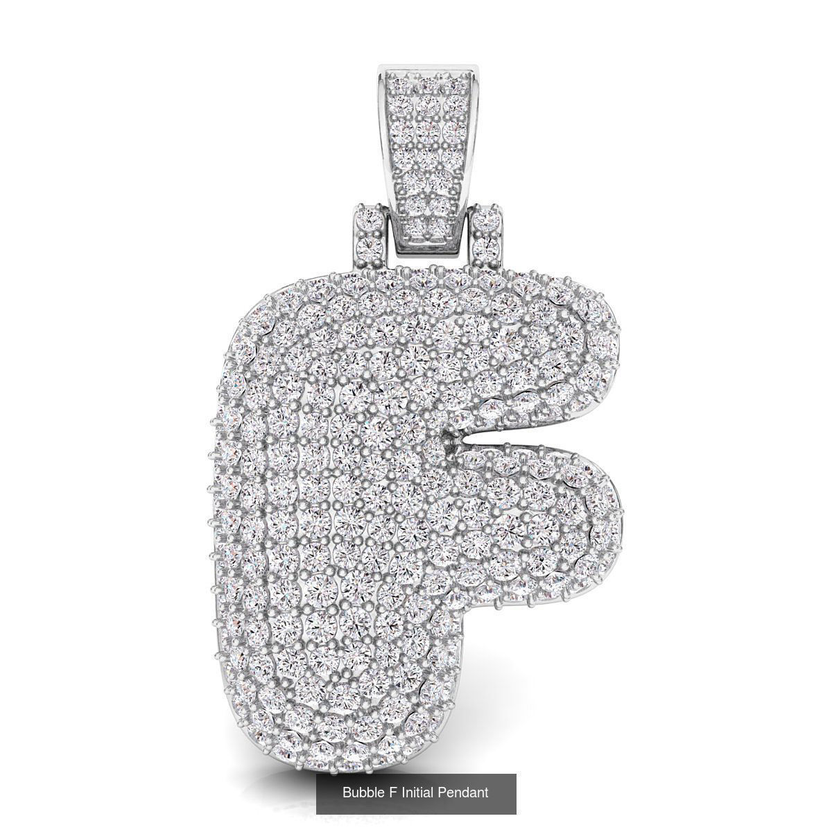 Bubble A to Z Initial Pendant 3D Model Collection_12