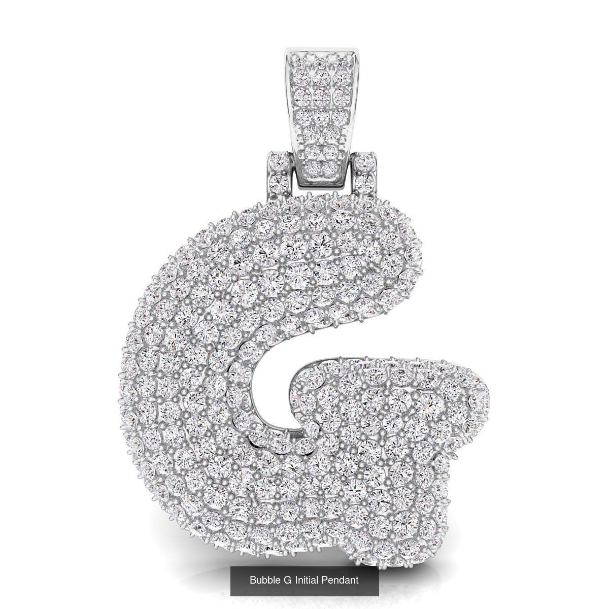 Bubble A to Z Initial Pendant 3D Model Collection_14