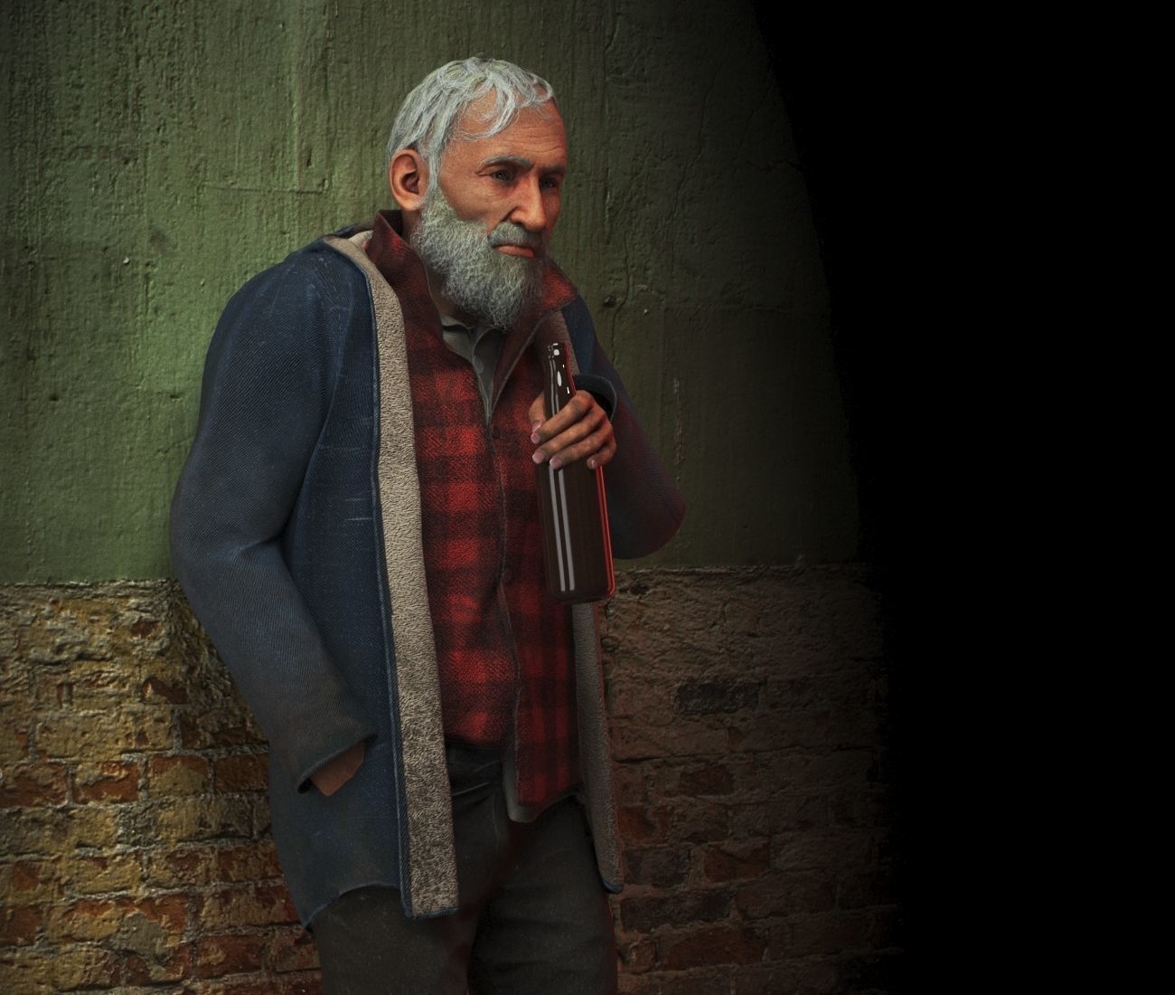 Homeless Person Josh Low-poly 3D model_11