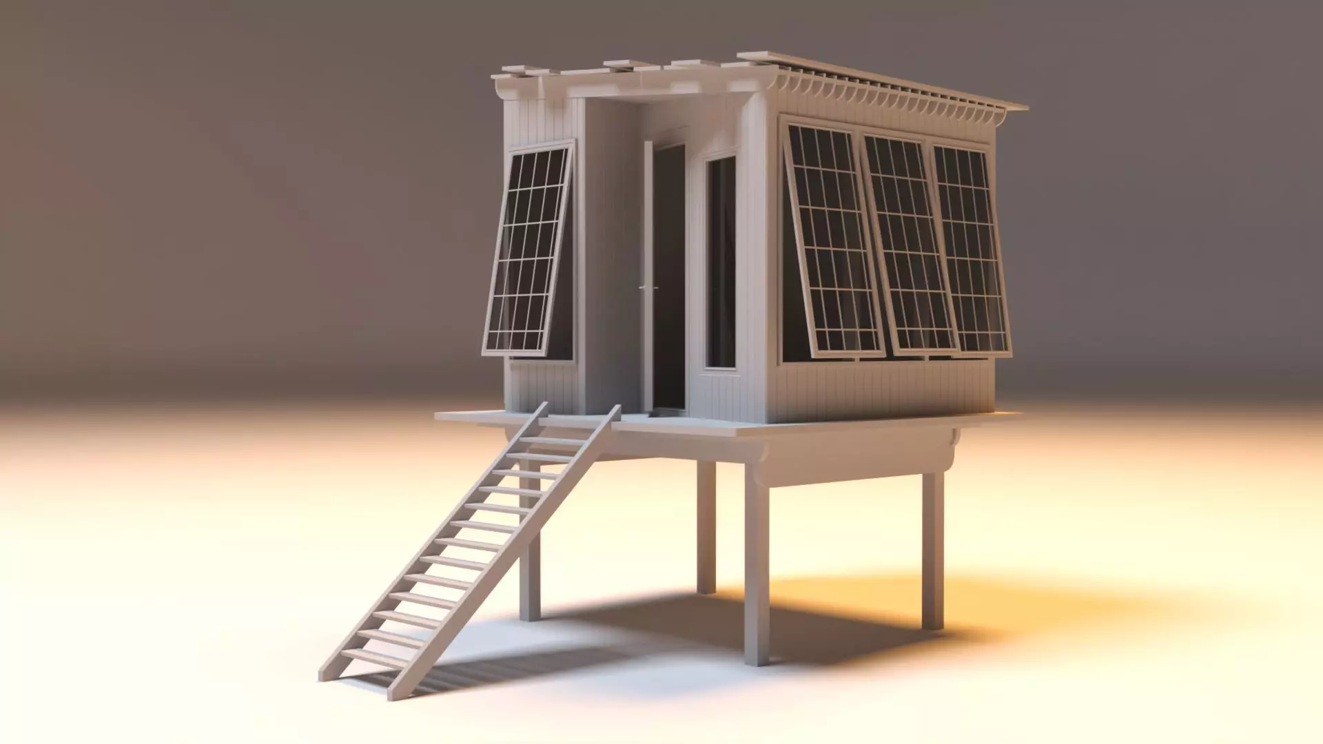 Cottage solar powered house Free 3D model