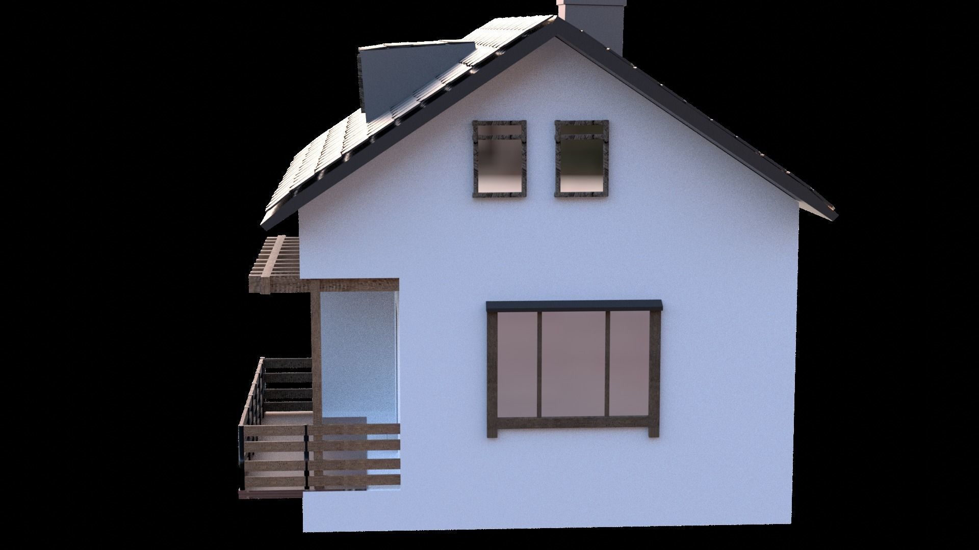 realistic low poly house with grass and trees Free low-poly 3D model_5