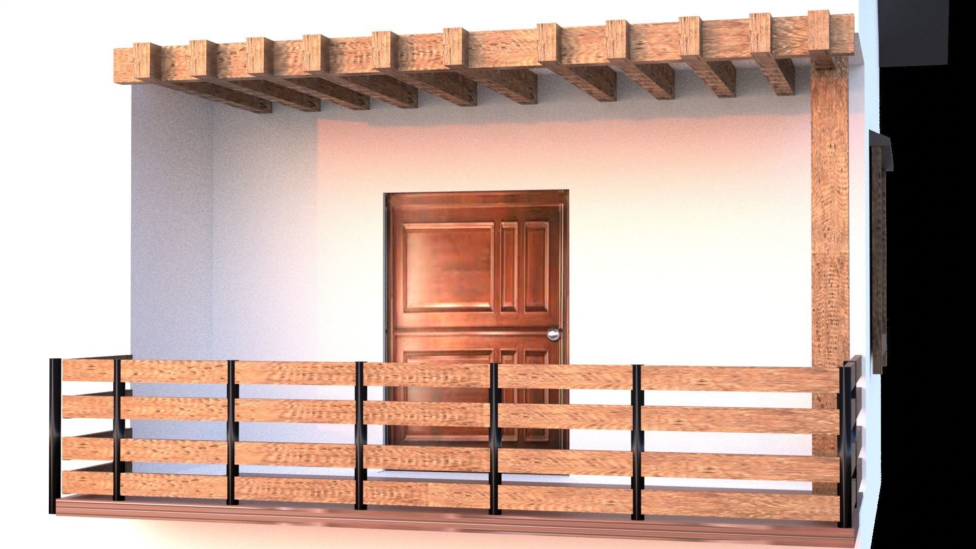 realistic low poly house with grass and trees Free low-poly 3D model_4