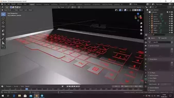kompyuter asus laptop with keyboard Low-poly 3D model