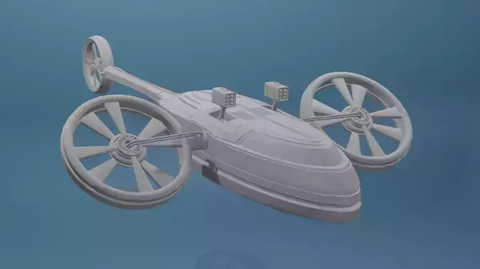 Sci-Fi  Helicopter  medium-poly 3D model
