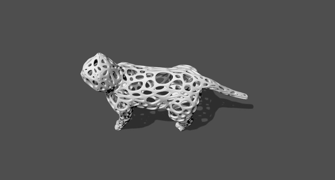 Voronoi organic animal cat sculpture ornament 3D model 3D printable