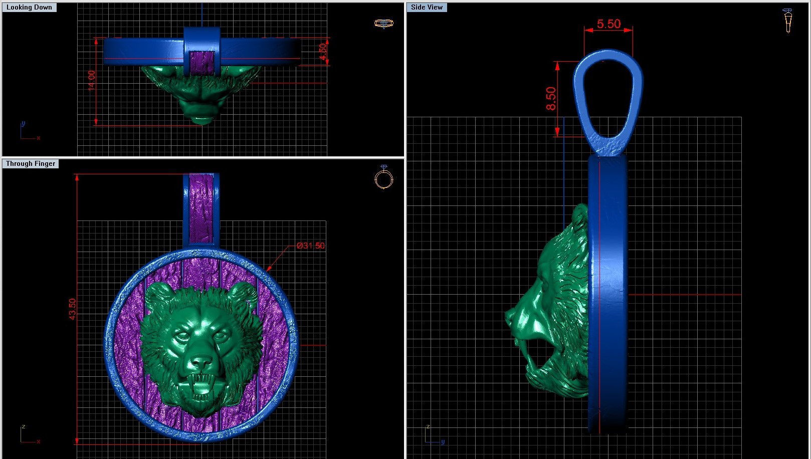 Baribal Black Bear Amulet Pendant 3D print model_4
