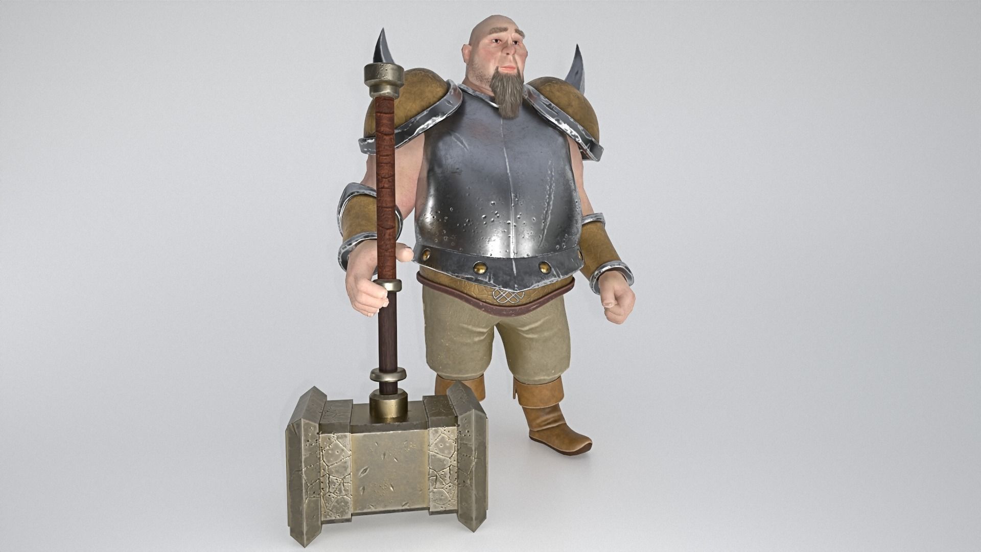 Big Warrior Low-poly 3D model_2