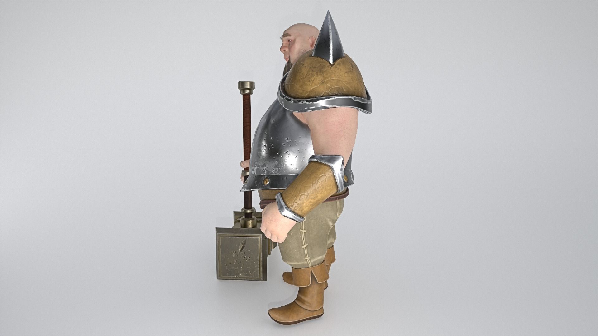 Big Warrior Low-poly 3D model_5