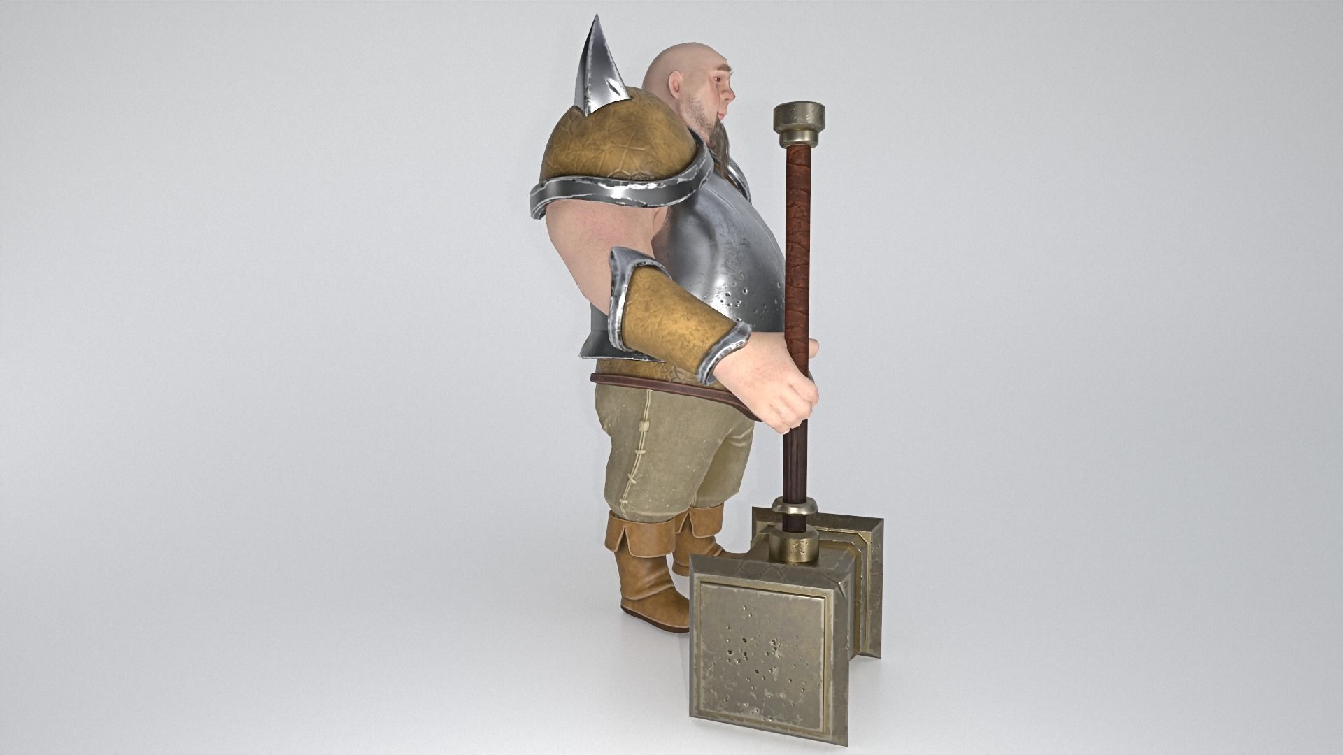 Big Warrior Low-poly 3D model_3