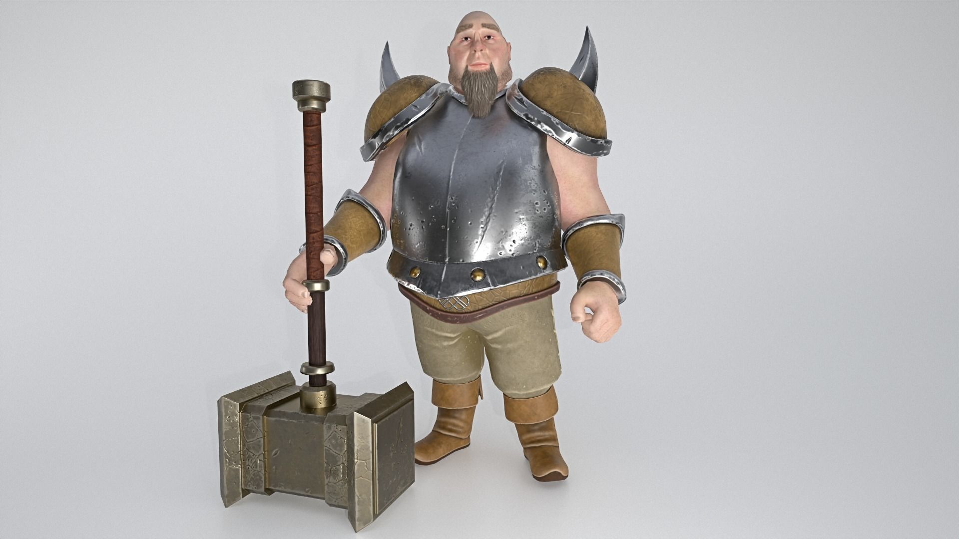 Big Warrior Low-poly 3D model_6