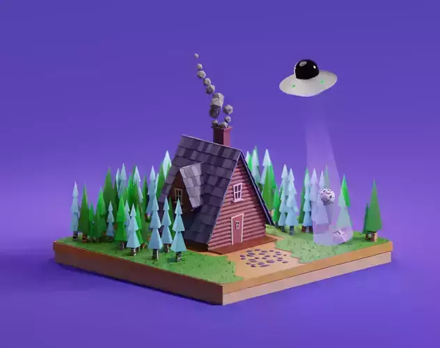 Stylized house model low-poly game ready