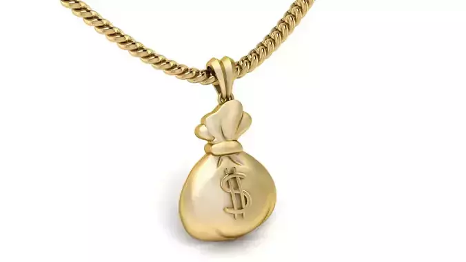 Gold Money Bag Pendant  3D print model