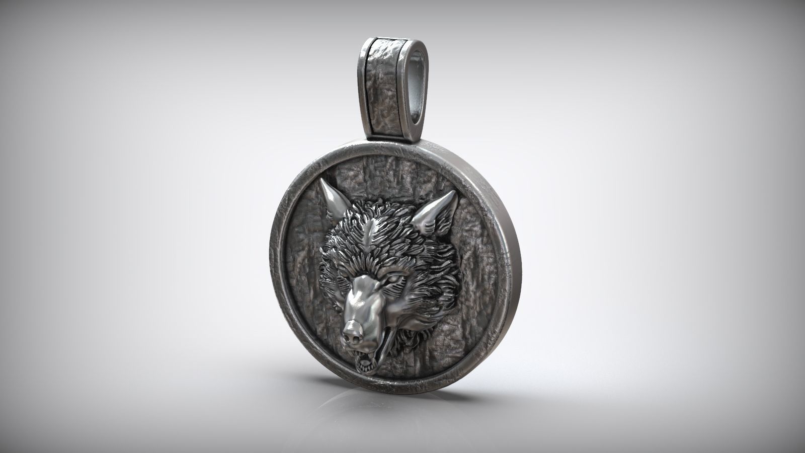 American Gray Wolf Amulet Pendant  3D print model_1