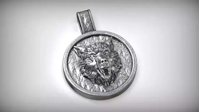 American Gray Wolf Amulet Pendant  3D print model