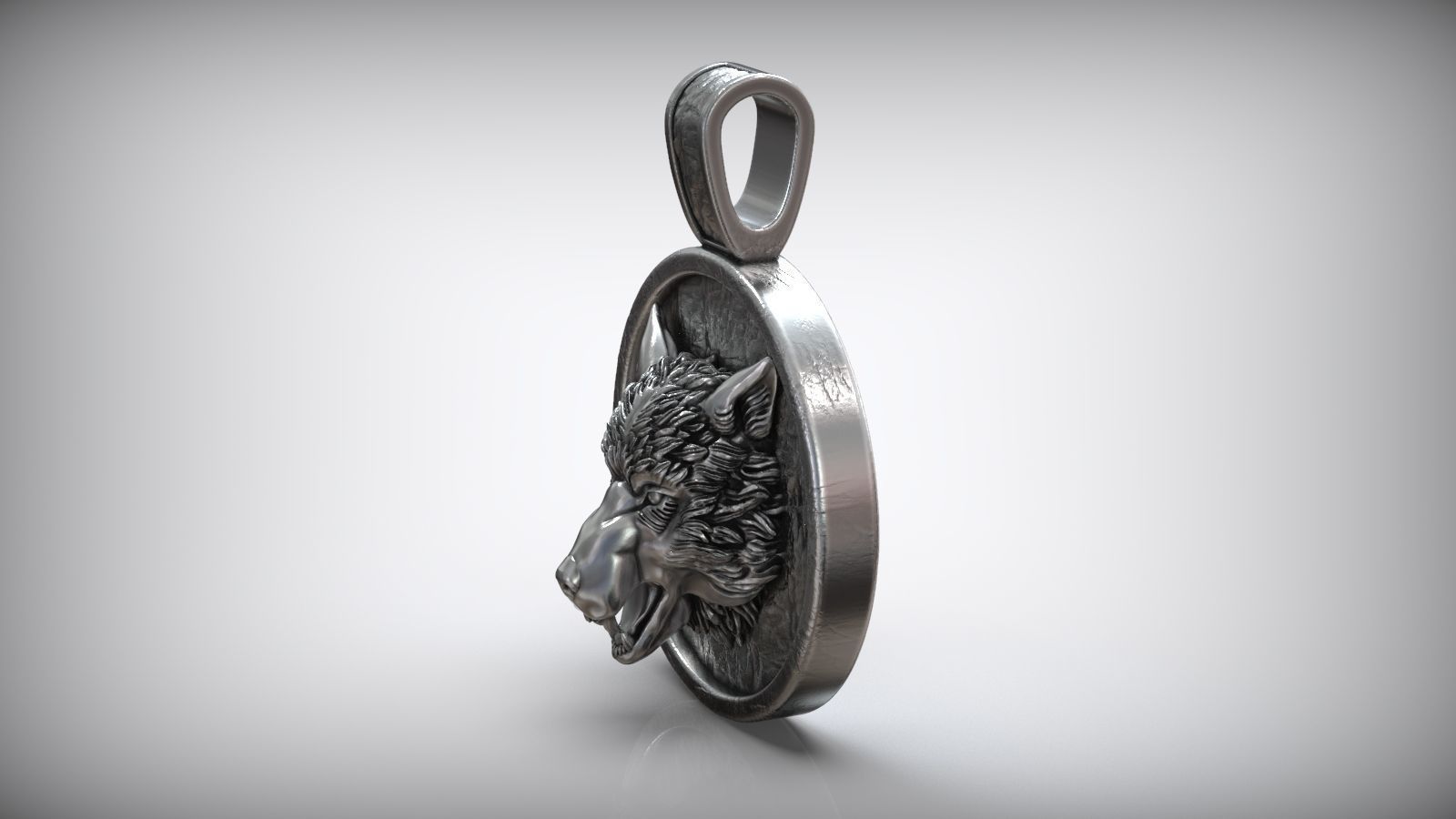 American Gray Wolf Amulet Pendant  3D print model_2