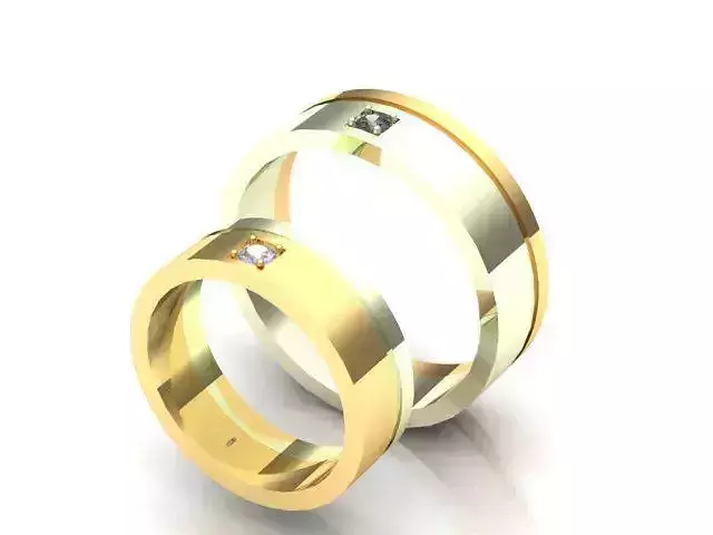 Classic wedding band ring with diamond  3D print and CNC model