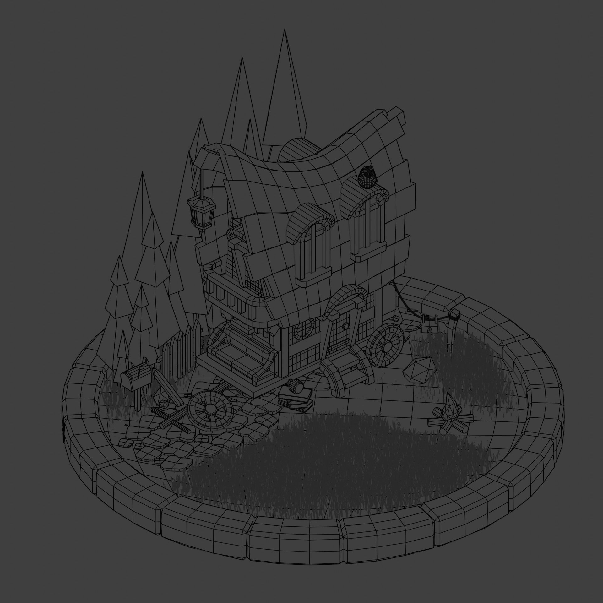 Stylized wagon model low-poly game ready Low-poly 3D model_7