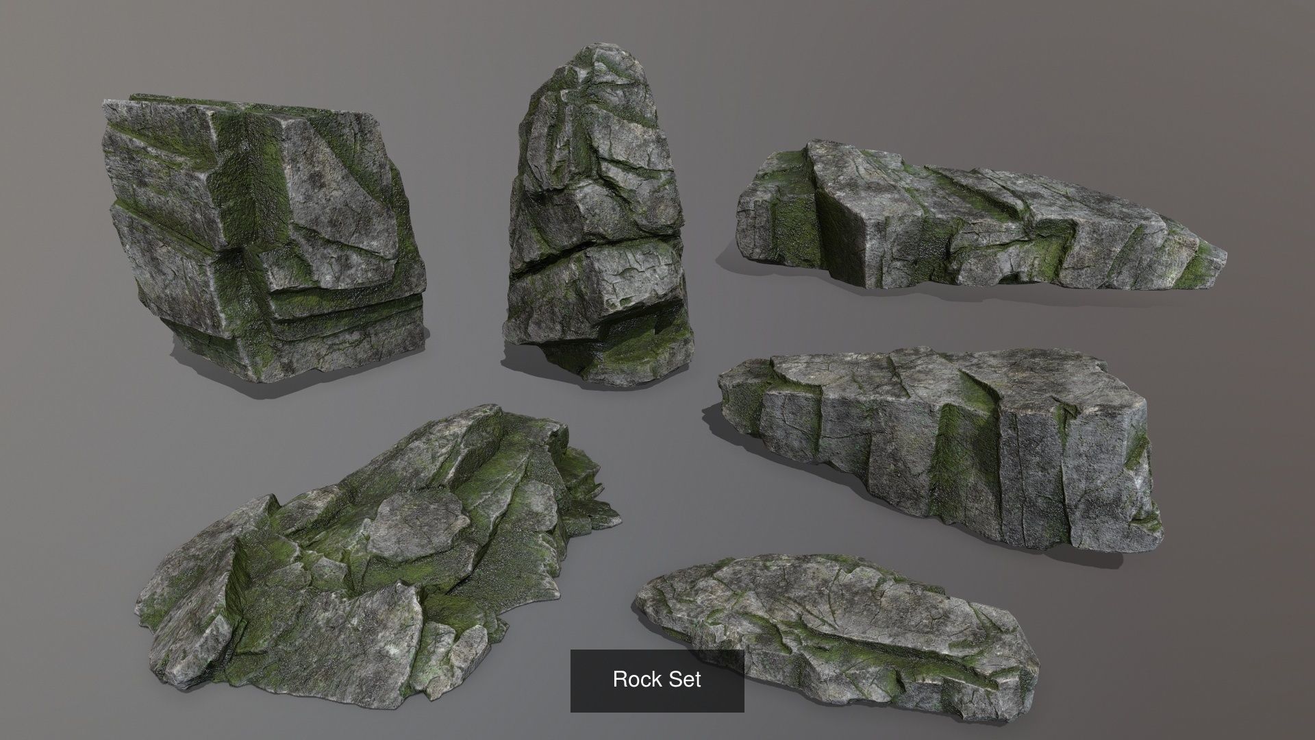 Rock Set rocks in shapes and sizes 3D Model Collection_3