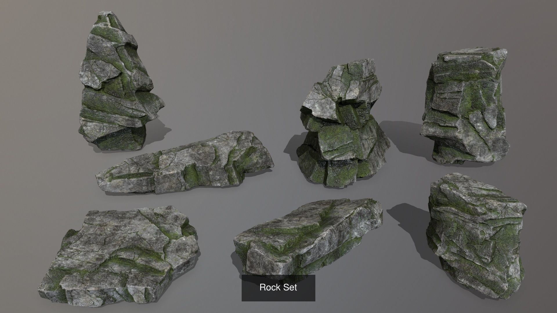 Rock Set rocks in shapes and sizes 3D Model Collection_4