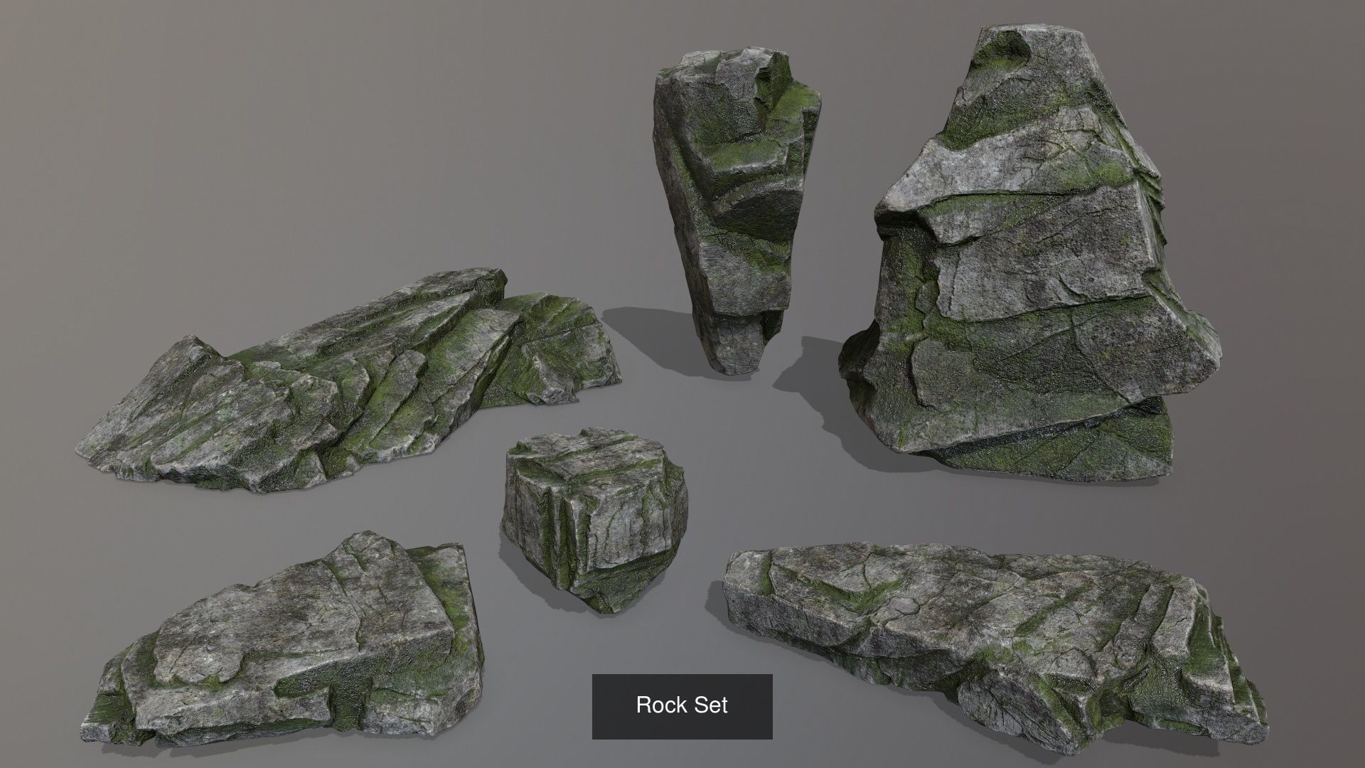 Rock Set rocks in shapes and sizes 3D Model Collection_2