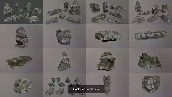 Rock Set rocks in shapes and sizes 3D Model Collection