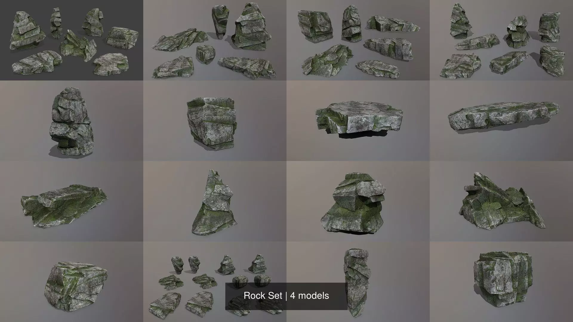 Rock Set rocks in shapes and sizes 3D Model Collection_0