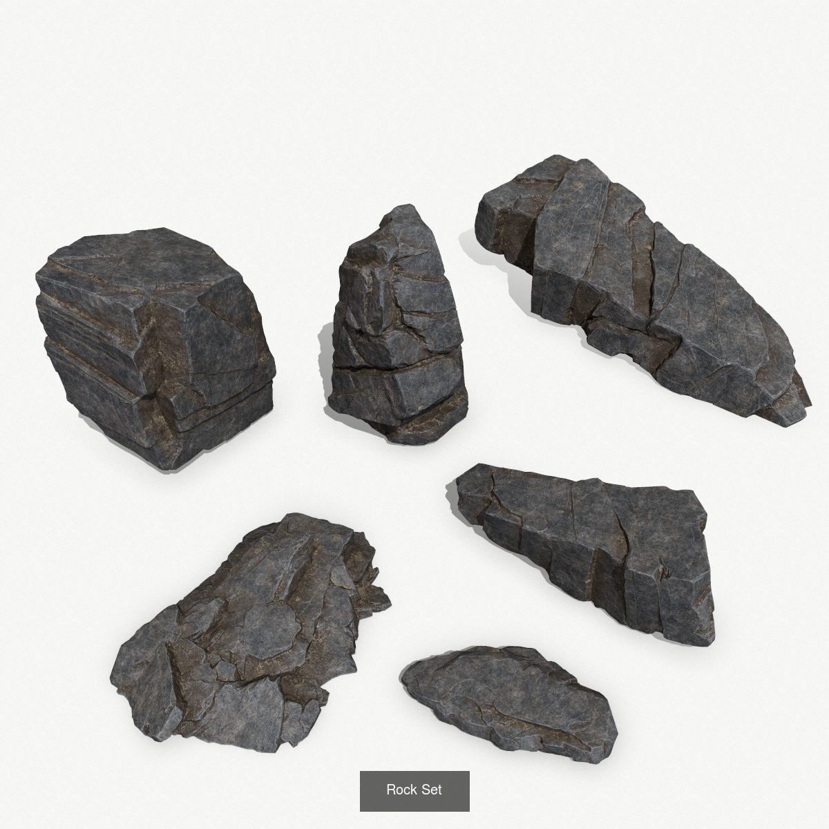 Rock Set rocks 3D Model Collection_2