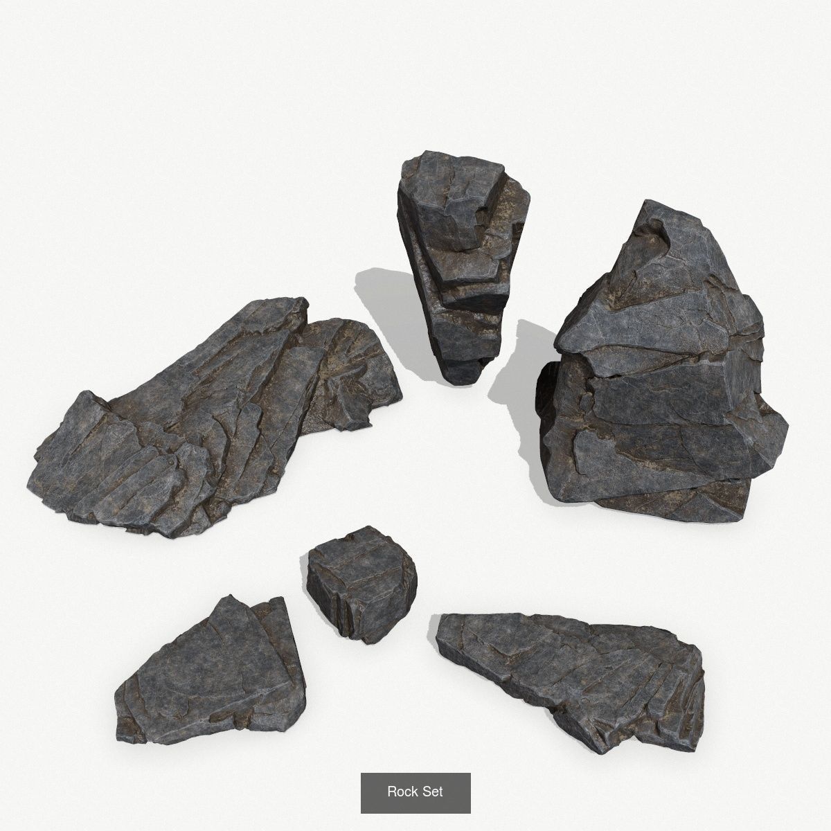 Rock Set rocks 3D Model Collection_1