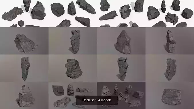 Rock Set rocks 3D Model Collection