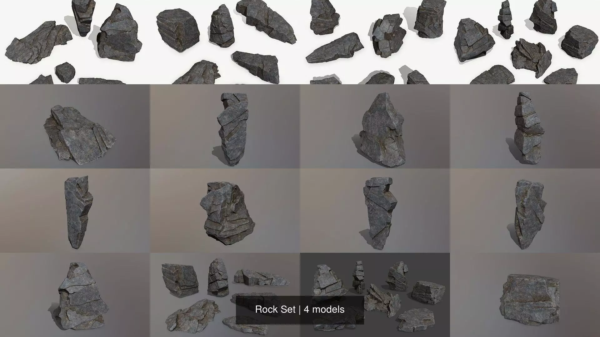 Rock Set rocks 3D Model Collection_0